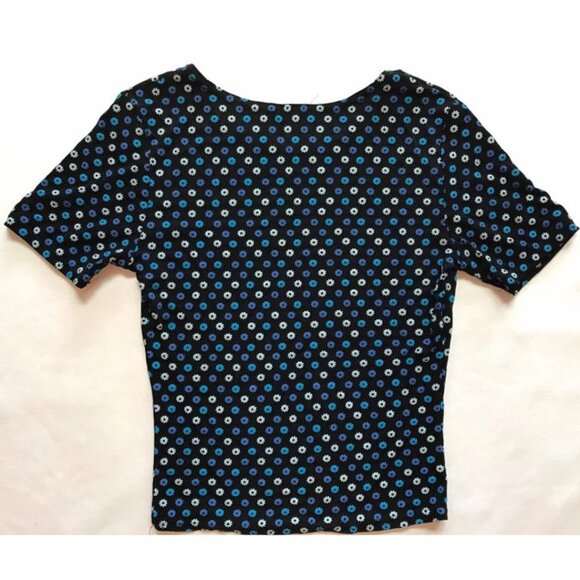 90s Stretchy Elasticy Slinky Tshirt with Puffy Flowers 90s Girls Crop - Picture 2 of 5